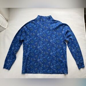 Lands' End Blue Floral Cotton Top